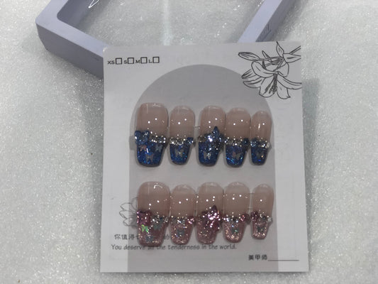 Handmade Manicure - French Manicure 3D Butterfly Decor- Medium Size