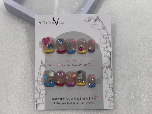 Handmade Manicure - 3D Summer Colourful Sweetheart Decor- Medium Size