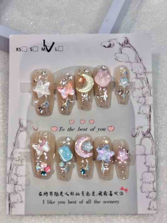 Handmade Manicure - 3D Magic Magic Fairy Art, Colourful Spirits - Medium Size