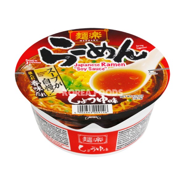 Hikari Menraku Cup Ramen Shoyu 76.7g - MOMO E-Store